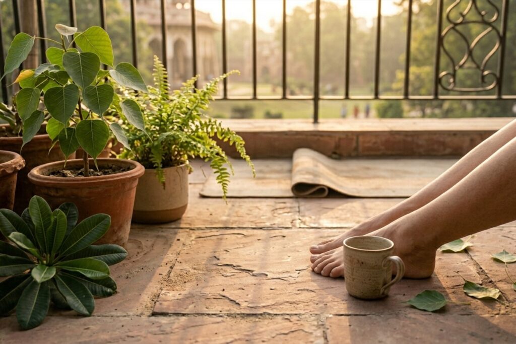 daily nature ritual balcony morning sunlight